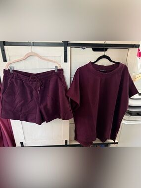 OLB Quilted Wine/Burgundy Sweat Set